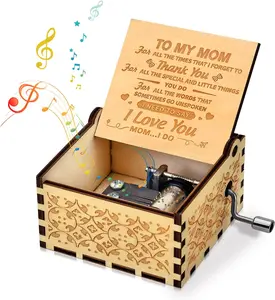 You are My Sunshine Music Box, Son Daughter Gifts for Mom, Personalized Laser Engraved Vintage Design Wooden Music Boxes, Mothers Day Birthday Mom Gifts from Daughter Son