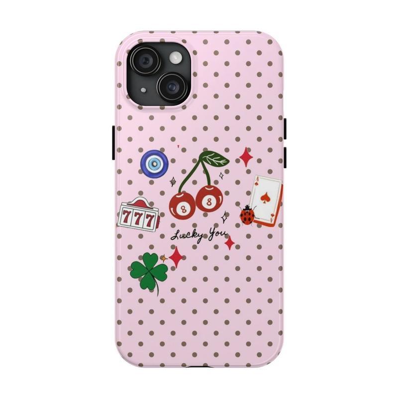 Vintage Ladybug Pattern Phone Case – Cute Polka Dot & Floral Design for iPhone.