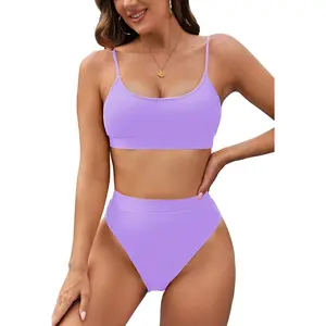 High Waisted Bikini Set for Women Two Piece Cheeky High Cut Swimsuit Bathing Suit Swimwear