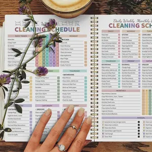 Colorful Cleaning Planner Notebook, Checklist, Weekly Chore Schedule, Large Capacity, Binding, Durable Paper, Efficient Home Management