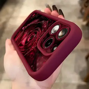 Phone Case: Noble Rain Rose Pattern Phone Case for iPhone 17/16/15/14/13/12/11 Pro Max Plus, X, XS Max iPhone case