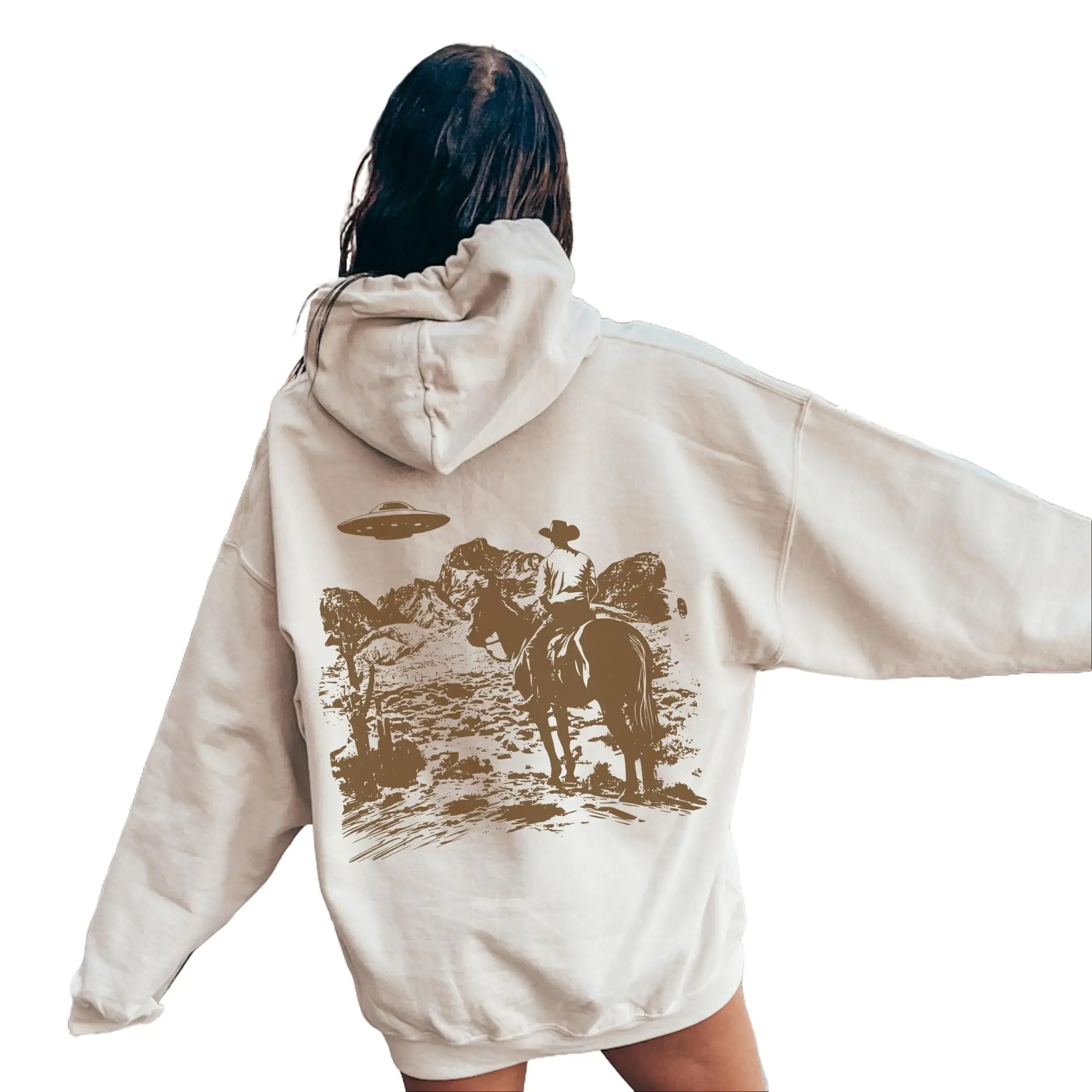 Ufo Western Hoodie, Retro Hoodie, Vintage Cowboy Hoodie, Rodeo Hoodie, Wild West Hoodie, Western Oversized Hoodie, Hoodie, Gifts For Him