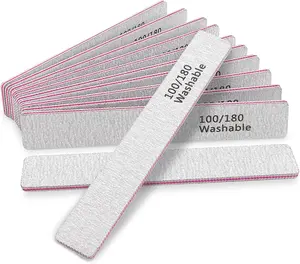 Nail File 12 PCS Professional Reusable 100/180 Grit Double Sides Washable Nail File Manicure Tools for Poly Nail Extension Gel and Acrylic Nails Tools Suit for Home Salon