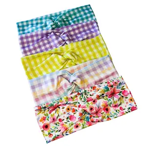 Spring Headband | Soft Stretch Knotted Headband | Gingham & Floral Hair Accessory