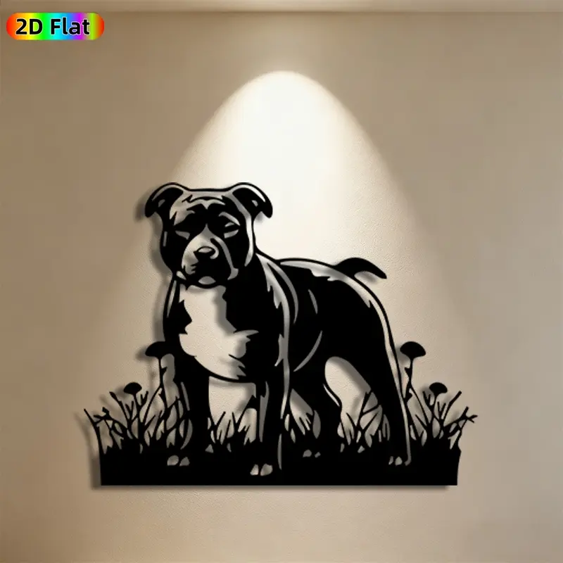 1pc Pitbull Metal Wall Art,Pitbull Statue Mural, Ideal Gift for New Year, Easter, Pitbull Enthusiasts, Weather-Resistant Metal Wall Decor Wall Sculptures, Perfect for Home Wall & Garden Fence Pitbull Enthusiasts