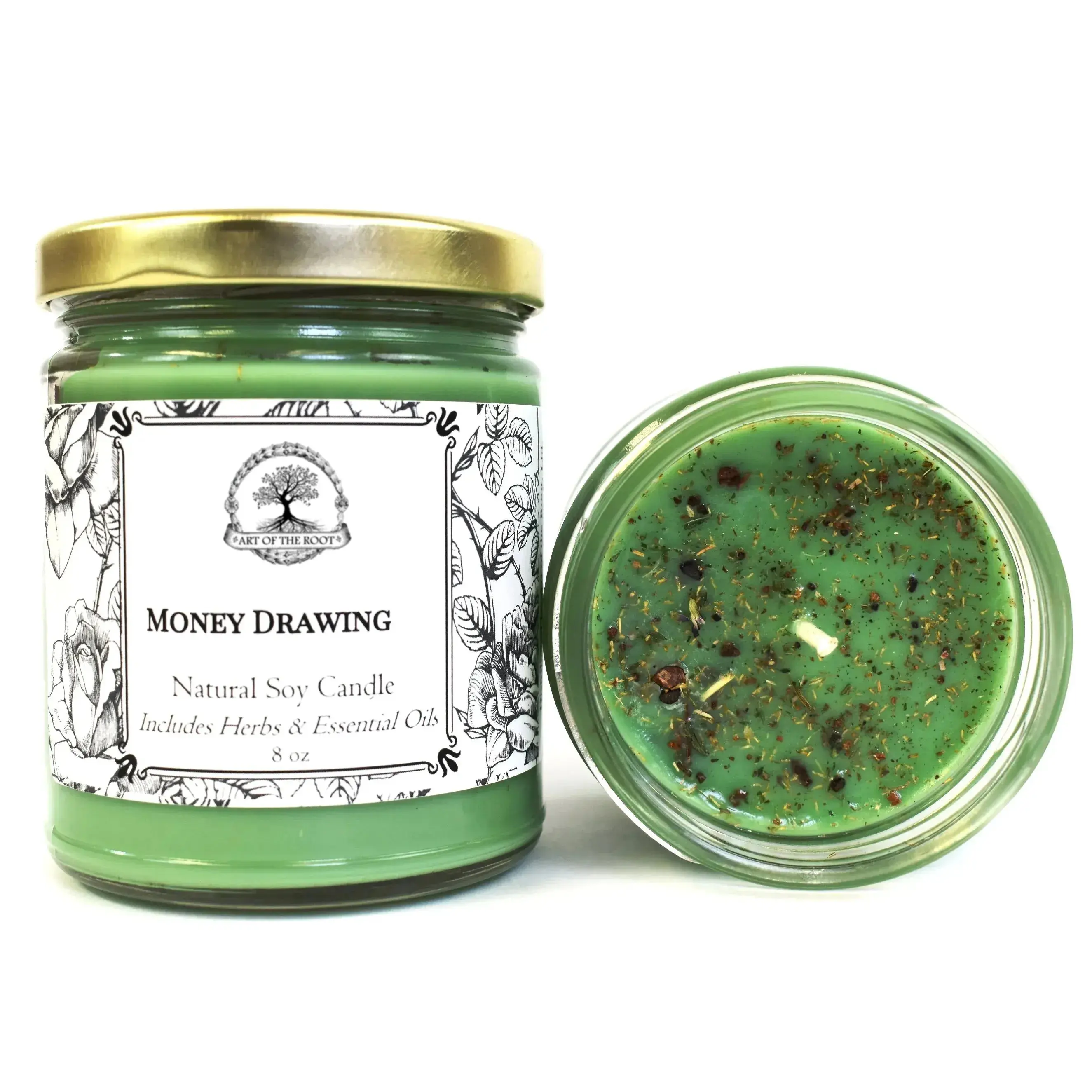Money Drawing Soy Candle for Wealth, Prosperity, Abundance and Financial Security