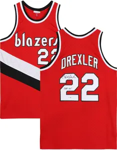 Clyde Drexler Portland Trail Blazers Autographed Red Mitchell and Ness Swingman Jersey with "HOF 04" Inscription - Fanatics Authentic Certified