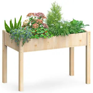 Elevated Raised Garden Bed - Natural Wood Planter Box Stand with Bed Liner, 300lb Capacity - Perfect for Backyard, Patio, Balcony Gardening Elevated Raised Garden Bed - Natural Wood Planter Box Stand with Bed Liner, 300lb Capacity - Perfect for Backyard, Patio, Balcony Gardening