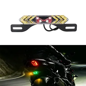Blinking LED Devil Eye Light Sign, Flowing Neon Lamp, Motorcycle Tail Light, Arrow Turn Signal, Rainbow Gradient Lights, 12-80v, Atv License Plate Compatible