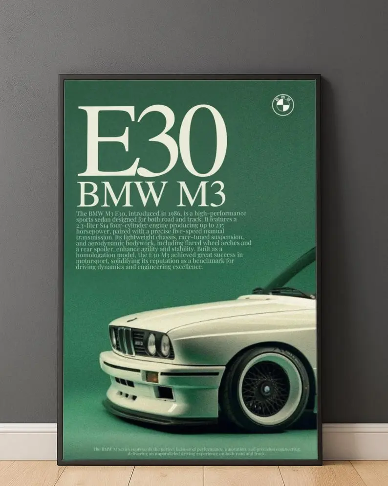 BMW E30 M3 Poster | Vintage Motorsport Wall Art
