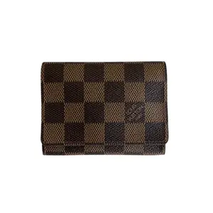 Pre-owned Louis Vuitton PVC Clutches & Wristlets Card Wallet Damier Ebene 4000024425403