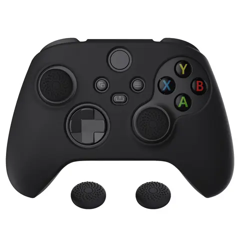 PlayVital Pure Series-Black Anti-slip Silicone Rubber Cover Skin with Durable Thumb Grip Caps for Xbox Series X/S, Xbox Core Wireless Controller Game Joystick Protection Accessories
