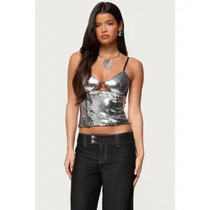 Rokko Cut Out Sequin Top