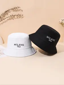 2pcs/1pc Letter Embroidery Bucket Hat Set, Casual Packable Fisherman Cap for Men Women Teens, Summer Beach Sun Hat