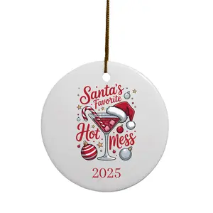 2025 3" Round Funny Christmas Ornaments for Festive Decor with Colored Double Sided Printing Ideal for Christmas Trees, Mantels, and Gifts.