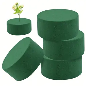 4 Pack Floral Foam Blocks, Wet & Dry Use, Round Flower Bricks for DIY Crafts, Fresh & Artificial Flowers, Wedding Decorations, Modern Craft Decoration