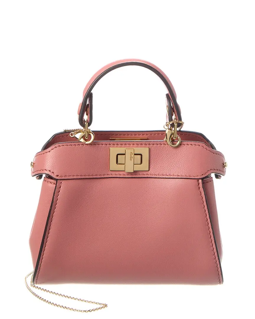 FENDI Nano Peekaboo Leather Clutch