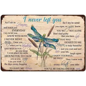 Vintage Dragonfly Metal Tin  - Distressed Finish  Decor for Indoor Outdoor Use - 8"x12" (7.87inch*11.81inch) Plaque &  Art with Bar  Style and Heaven-Themed Design home goods wall aluminum sign bathroom poster canvas paint photo ornament Modern Wall Decor