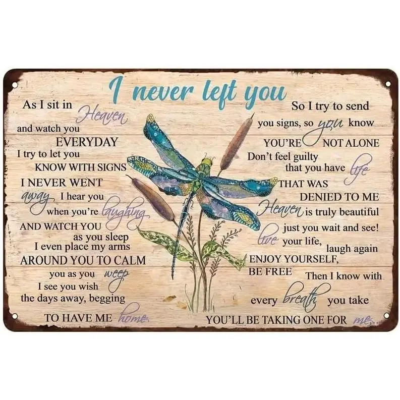 Retro Dragonfly Decorative Metal Tinplate Plaque - Distressed Look, Bar-Style Heaven-Themed Signs Artwork, 8x12in (7.87x11.81in) Aluminum Wall Decor, Christmas Adult Gift, Indoor/Outdoor Home Supplies