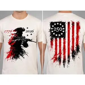 Yankee 250 shirt, USA 250 Patriotic Tee, 1776 2026 Tactical American Flag, Military Style USA, 4th July 2026