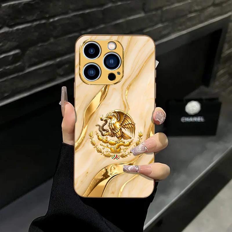 Suitable for [iPhone 14 Pro Max] high-end phone case🥰,Gold Marble Eagle,Golden Stone Texture Eagle Pattern Cover Shockproof Protective Durable Simple Daily Case For Everyone 952