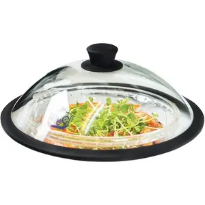 Vented Splatter Guard Microwave Glass Cover for  with Easy-Grip Handle, 10 inch (Inner Diameter 9.5"),   Grade Tempered Glass &   Rim with Steam Vent, Dishwasher Safe