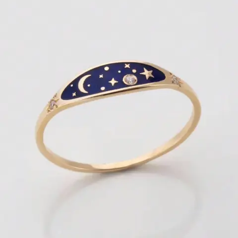 Star and Moon Twilight Ring, Fashion Jewelry for Party and Daily Wear, Trendy & Exquisite Jewelry for Birthday Gift, Elegant Everyday Ring, Elegant Casual Ring, Beautiful Rings, Fashionable Jewelry