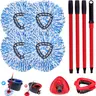 O-Cedar 2-Tank System Microfiber Spin Mop Head Replacement Pack - 4 Machine-Washable Refills, 30-58in Handle, 8.2x5.39x5.2inches, Absorbent, Durable, Marble-Safe Wipe, Tile & Wood Ready, Shower Scrubber (No Bucket)