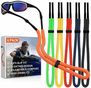 6-Pack Floating Sunglasses Straps, Adjustable Buoyant Eyewear Retainers with Anti-Slip Grip, High-Visibility Water Sports Slap Straps for Boating, Fishing, Beach Activities