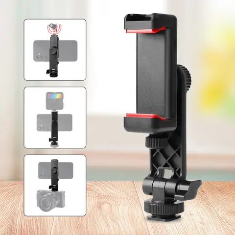 Adjustable Cell Phone Holder - 360° Rotatable Stand with Adjustable Joints, Cold Shoe Mount, Hot Shoe Mic Compatibility, Included Clamp, Mobile Tripod Fit for iPhone 12-15 Pro Max/17 Pro/MAX, Samsung Galaxy & Other Smartphones - Back to School Accessory