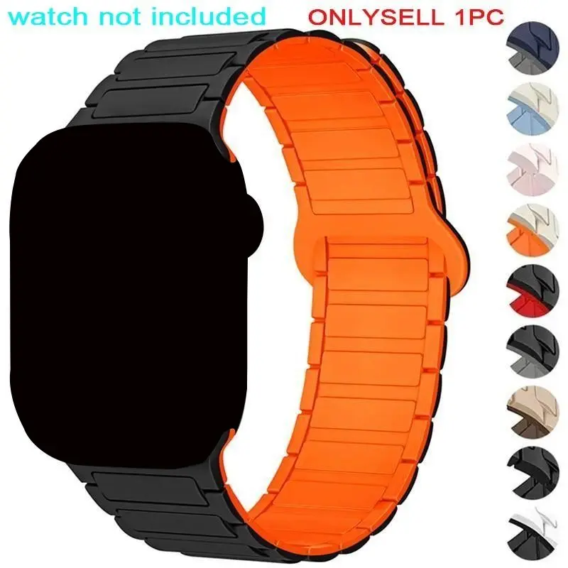 Magnetic Loop Strap Band, Silicone Bracelet, Smart Watch Strap, Smartwatch Compatible Bands for Apple Watch S10 42mm 46mm 49/45/44/42/41/40/38mm iWatch Series 10 9 8 7 6 5 4 3 SE Ultra 2, Wearable Accessories