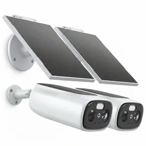 2PacSolar Security Camera Wireless Outdoor, 2.4/5 Ghz WiFi Cameras for Home Security, AI Motion Detection, Color Night Vision, 2-Way Audio, 130° FOV, IP65 Waterproof