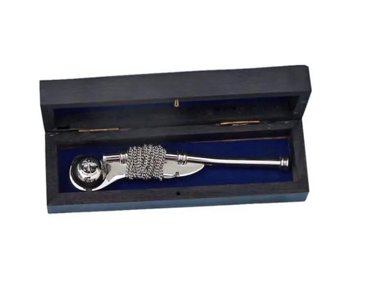 212 MAIN Traditional Fully Whistling Chrome Dog Training Whistle - 5 in. Navy-Inspired Boatswain Bosun Aid, Anchor Motif, Secure Lanyard, Black Rosewood Boxed Set, Fully Whistles