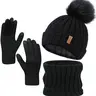 Women’s Winter Knit Hat, Scarf & Touchscreen Gloves Set | Cozy 3-Piece Cold Weather Accessories | Stylish & Warm | Perfect for Winter Outdoors