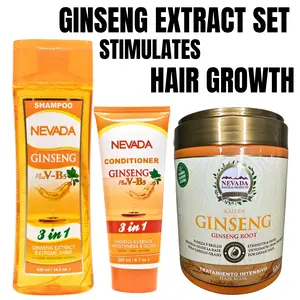 Ginseng Extract Set Stimulates Hair Growth with Shampoo Conditioner & Hair Mask for Extreme Shine Smoothness and Gloss