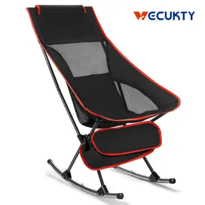 High Back Rocking Chair 165 lbs Capacity, Compact Outdoor Portable Folding Rocker Chair for Camping Hiking Gardening Travel Beach Picnic,Black