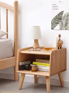 Solid Wood Bedside Table,Natural Oak Nightstands,Light Wood Furniture Night Stand,Nordic Bedroom (Nature)