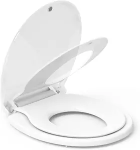 Gaomon Round Toilet Seat with Built-in Potty Training Seat, Magnetic Closure, Slow-Close, Never-Loosen Design, Fits Adults and Children, White