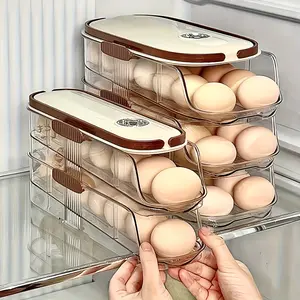 Luxury Three-Tier Dual-Row Egg Rack, Large Capacity Transparent Plastic Egg Organizer, Stackable Fridge Organizer, Ideal for Refrigerator Storage, Durable Design