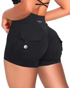 Danysu Women's High-Waist Cross-Waist Scrunch Butt Booty Pocket Shorts, Lifting Athletic Gym Bottoms for Summer, Womenswear
