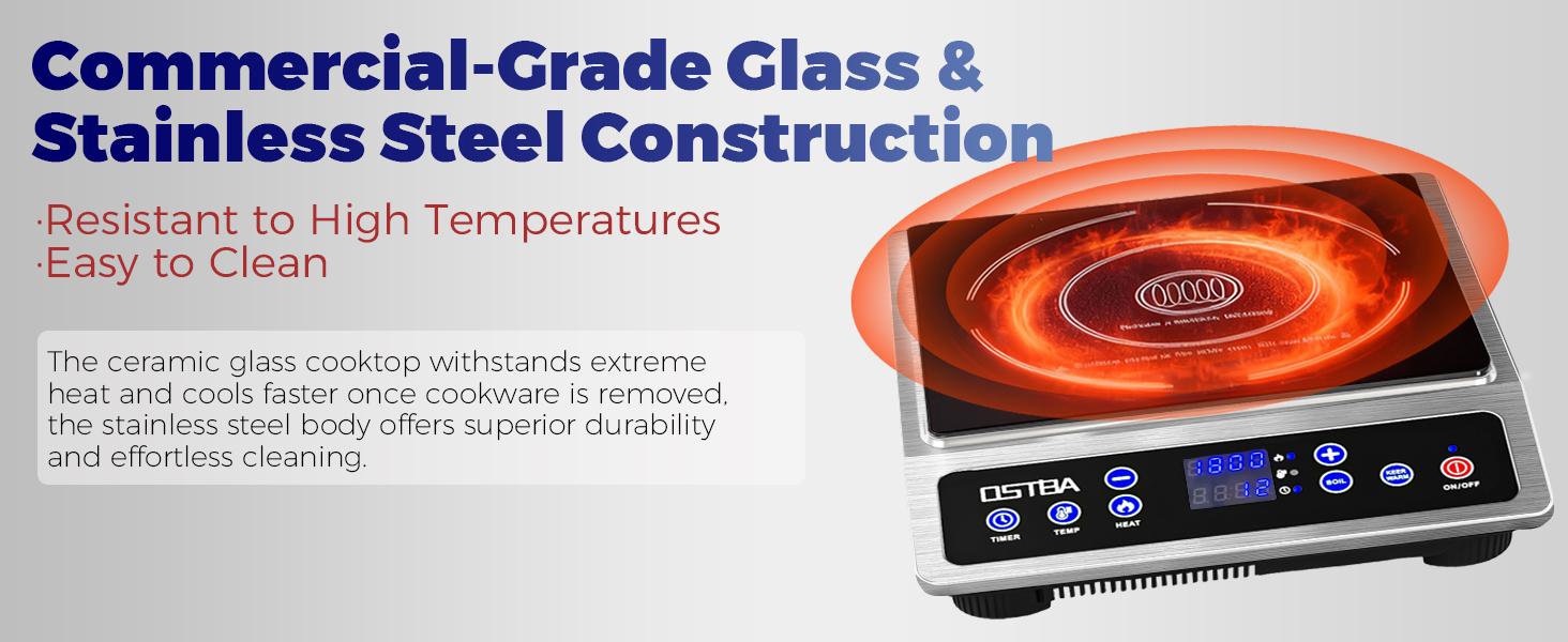 OSTBA Induction Cooktop 1800W Commercial Grade Portable Countertop Burner ETL Certified 10 Power Levels 460°F 12-Hour Timer 5"-10" Cookware Compatible OSTBA Induction Cooktop 1800W Commercial Grade Portable Countertop Burner ETL Certified 10 Power Levels 460°F 12-Hour Timer 5"-10" Cookware Compatible