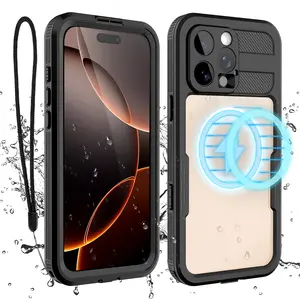 Waterproof phone case designed specifically for iPhone 16/Plus/Pro/Max, featuring a stylish design, wireless charging compatibility, and 360° full protection against dust and shocks.