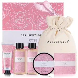 Spa Gift Kit Rose Scented Bath Kit Includes Body Lotion, Shower Gel, Bubble Bath, Hand Cream, Lotion, Self Care Bundles Mother's Day Gift For Mom Pamper Your Mother