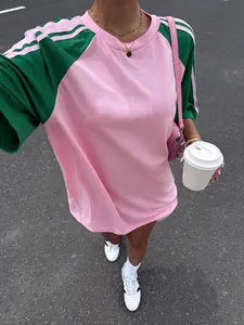 Casual Colorblock Patchwork T-Shirt, Fitted, Fashionable Streetwear Style, Comfortable Youthful Design, Outdoor Wear, Trendy Personality