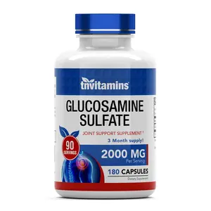 tnvitamins Glucosamine Sulfate Capsules 2000 MG (180 Count) | Joint Support* Supplement for Women & Men | Produced in The USA | Promotes Flexibility & Mobility