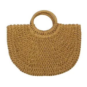 Captiva Half Moon Raffia Tote