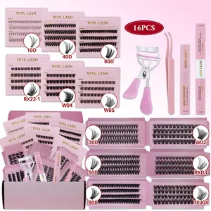 Individual False Eyelashes Kit, 1 Set Mixed Length & Styles Natural Look Eyelash Extensions, Cluster Lash Kit, Diy Cluster Lashes, Diy Volume Eyelashes, Fluffy Lash Clusters, Self Grafting Curl Eyelashes, Cosmetic Eye Makeup Enhancement