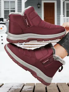 Women's High-Top Warm Snow Boots, Fleece Lined, Waterproof & Windproof, Easy Slip-On Design, Perfect Gift for Elderly Walkers, Casual Boots
