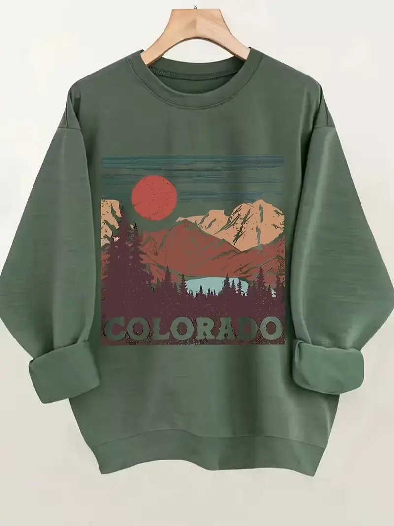 [Sale off up to 50%] [Free ship] Colorado Mountain Sweatshirt for Women, Vintage Outdoor Nature Sweatshirt