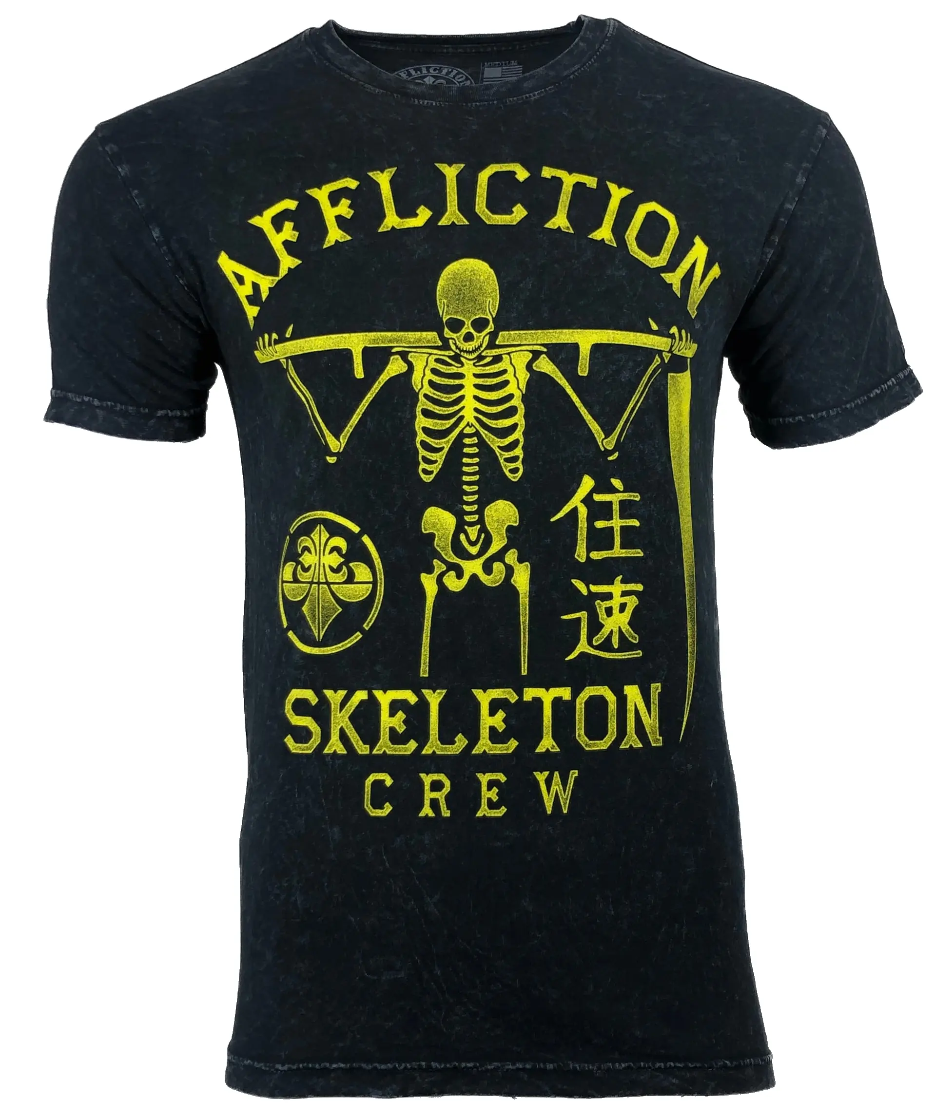 Affliction Skeleton Crew Men's Graphic T-Shirt - Short-Sleeve 100% Cotton Crewneck Top in Black Lava, Biker Gothic, Graphic Print, Round Neck